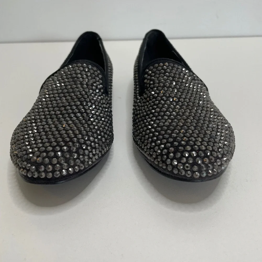 Steve Madden Womens Black Rhinestone Loafers Sparkle Flat 8.5 MJ Michael Jackson